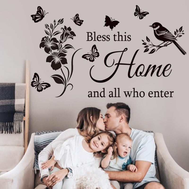 Casa Decor Family Inspirational Wall Stickers Quotes Bless This Home and All Who Enter Words Design Vinyl Decal Quote Wall Decor Stickers Motivational Quotes for Bedroom. - Image 5