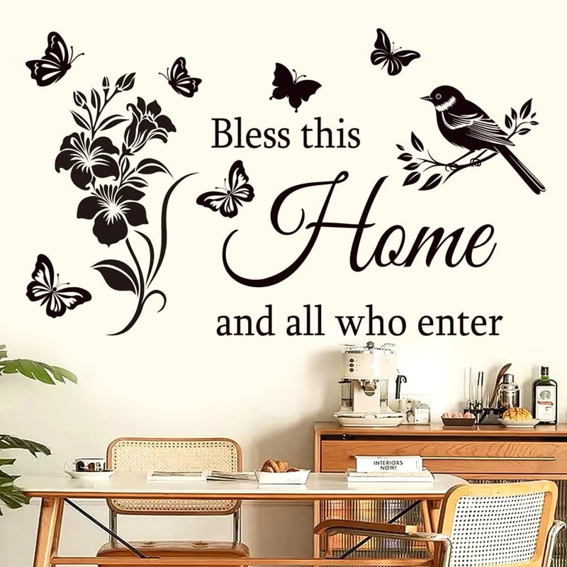 Casa Decor Family Inspirational Wall Stickers Quotes Bless This Home and All Who Enter Words Design Vinyl Decal Quote Wall Decor Stickers Motivational Quotes for Bedroom. - Image 3