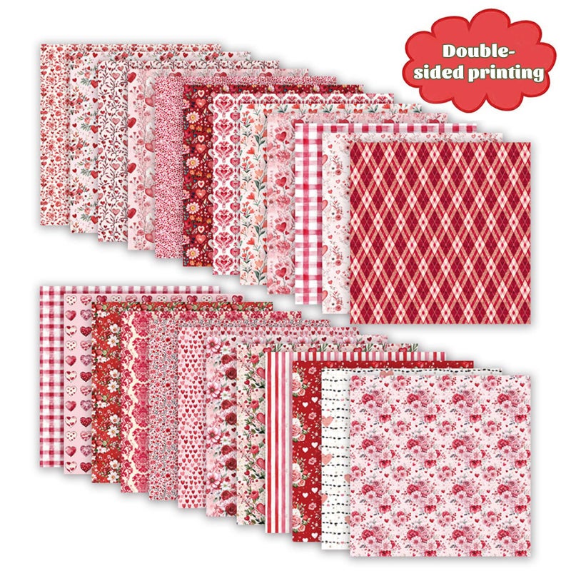 MIATTCLD Scrapbook Paper 12x12 In Double Sided Decorative Paper for Scrapbooking, 24 Sheets/24 Designs Spring Floral Patterned Craft Paper for Junk Journals DIY Cards Album Decoration (Pink) - Image 4