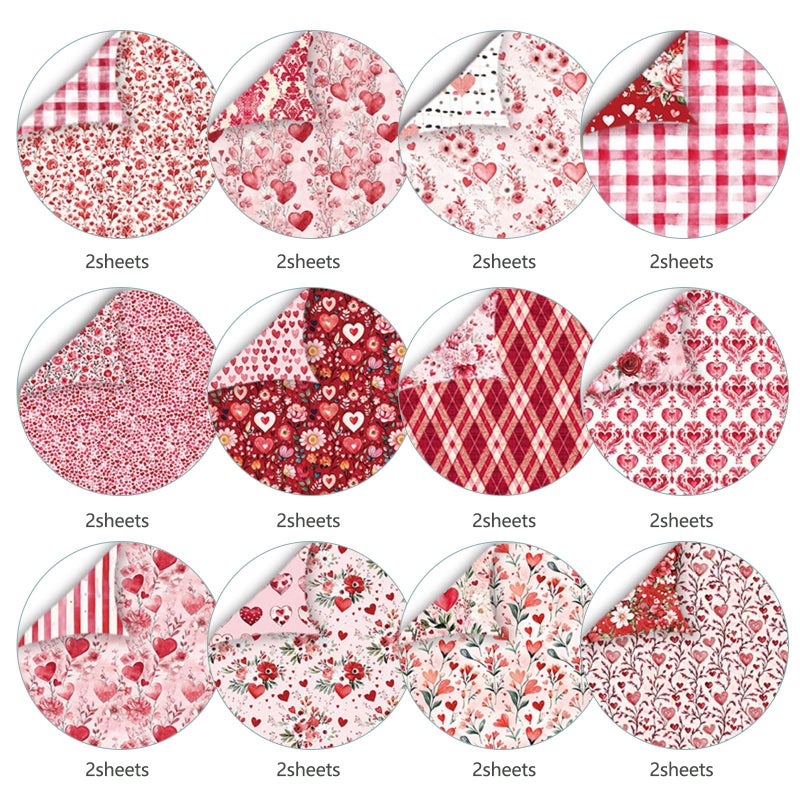 MIATTCLD Scrapbook Paper 12x12 In Double Sided Decorative Paper for Scrapbooking, 24 Sheets/24 Designs Spring Floral Patterned Craft Paper for Junk Journals DIY Cards Album Decoration (Pink) - Image 3