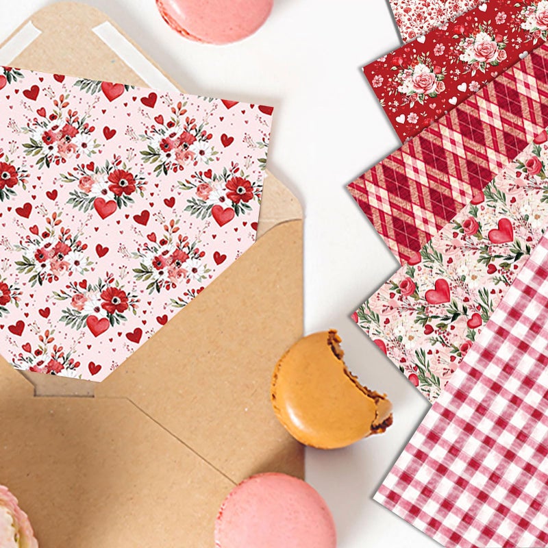 MIATTCLD Scrapbook Paper 12x12 In Double Sided Decorative Paper for Scrapbooking, 24 Sheets/24 Designs Spring Floral Patterned Craft Paper for Junk Journals DIY Cards Album Decoration (Pink) - Image 5