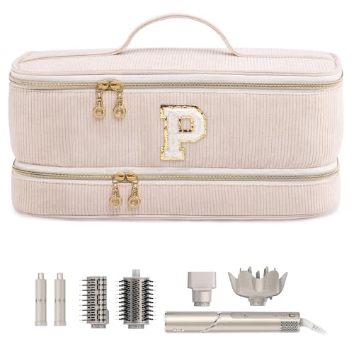ELCUPA Initial Personalized Hair Tools Travel Bag DoubleLayer Hair Dryer Case Compatible with Shark FlexStyleSmoothStyle Dysson Airwrap Supersonic Hair Tool Organizer for Travel Home - Image 1