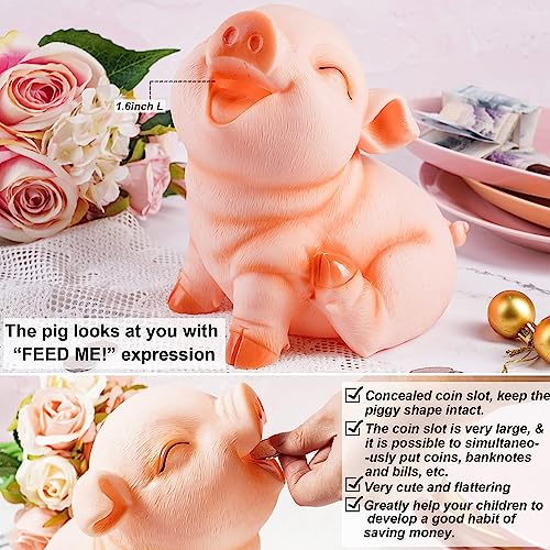 H&W Cute Pig Coin Money Bank, Shatterproof Piggy Bank, Creative Money Bank, Can Store 1000 Coins, Best Bitrthday Gift, Squint Piggy (WK7-D2) - Image 3