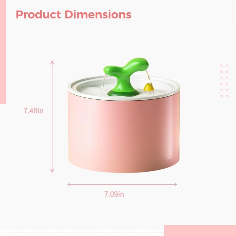Large Ceramic Pet Fountain, 50.7 Oz Capacity, 5-Stage Filtration, Silent Automatic Dispenser with Tree Sprout Spout for Cats & Dogs - Image 5
