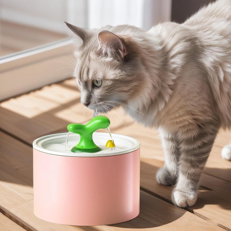 Large Ceramic Pet Fountain, 50.7 Oz Capacity, 5-Stage Filtration, Silent Automatic Dispenser with Tree Sprout Spout for Cats & Dogs - Image 3
