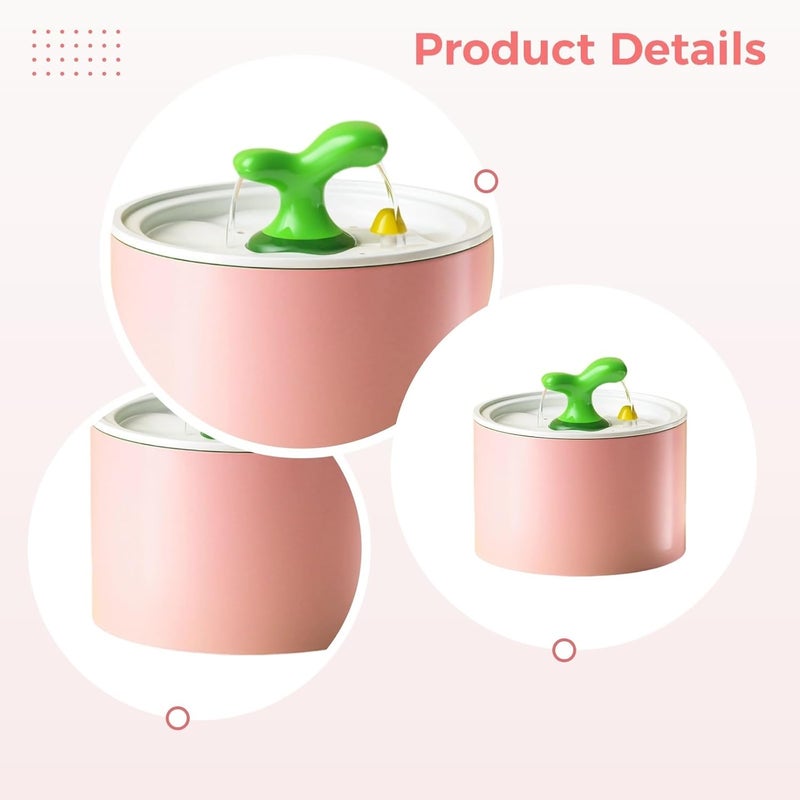 Large Ceramic Pet Fountain, 50.7 Oz Capacity, 5-Stage Filtration, Silent Automatic Dispenser with Tree Sprout Spout for Cats & Dogs - Image 4