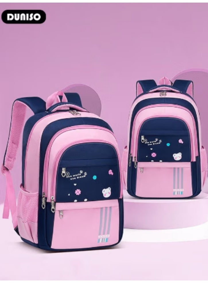 DUNISO Kids' Pink - Blue, Lightweight, Large - Capacity, Durable and Waterproof Schoolbag - Image 4
