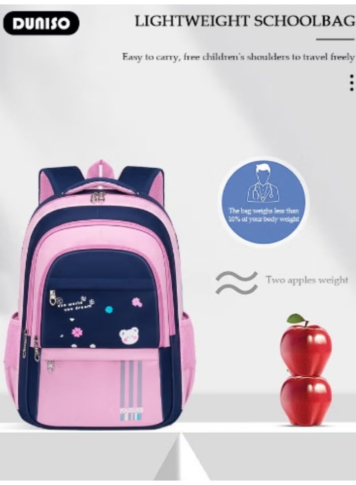 DUNISO Kids' Pink - Blue, Lightweight, Large - Capacity, Durable and Waterproof Schoolbag - Image 3