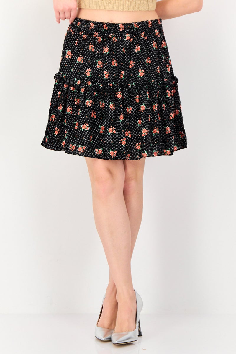 Faith Women Floral Print Mini Skirt, Multicolor - Image 1