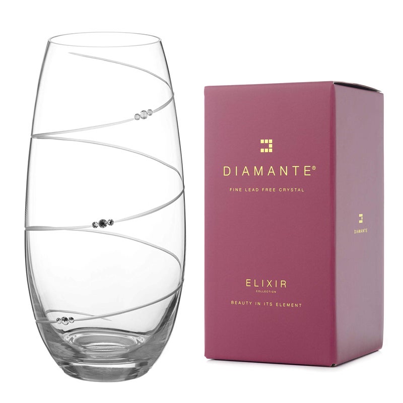 DIAMANTE Swarovski Barrel Vase Toast Swirl  Hand Cut Crystal Vase with Swarovski Crystals  25cm 1043325