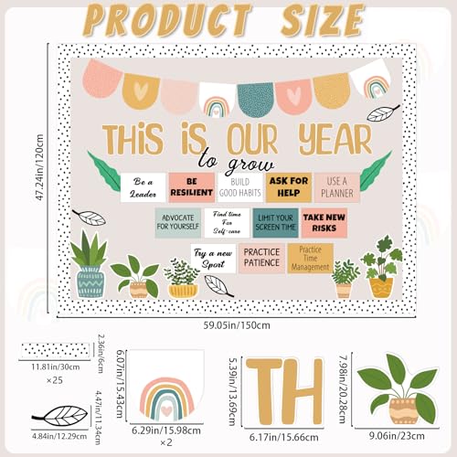 VABAMNA Classroom Bulletin Board Decorations, Boho Motivational Bulletin Board Set, Growth Mindset Positive Affirmations Wall Decor for Teacher Back to School Classroom Door Decors - Image 3
