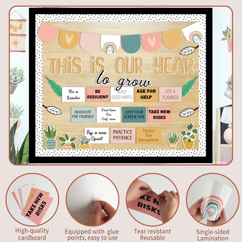 VABAMNA Classroom Bulletin Board Decorations, Boho Motivational Bulletin Board Set, Growth Mindset Positive Affirmations Wall Decor for Teacher Back to School Classroom Door Decors - Image 4