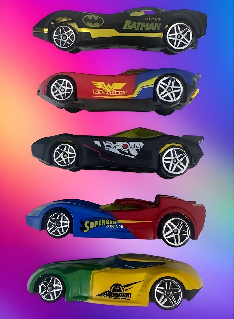 Toys R Us 1:64 Die-Cast Metal Car Set – 5 Justice League Superhero Alloy Cars for Kids – Batman, Superman, Wonder Woman, Aquaman, Cyborg – High-Speed Mini Toy Cars – Durable Metal Build – Fun Collectibles for Boys Ages 3+ – Justice League Superhero Model Cars for Racing & Gifting – Limited Stock - Image 5