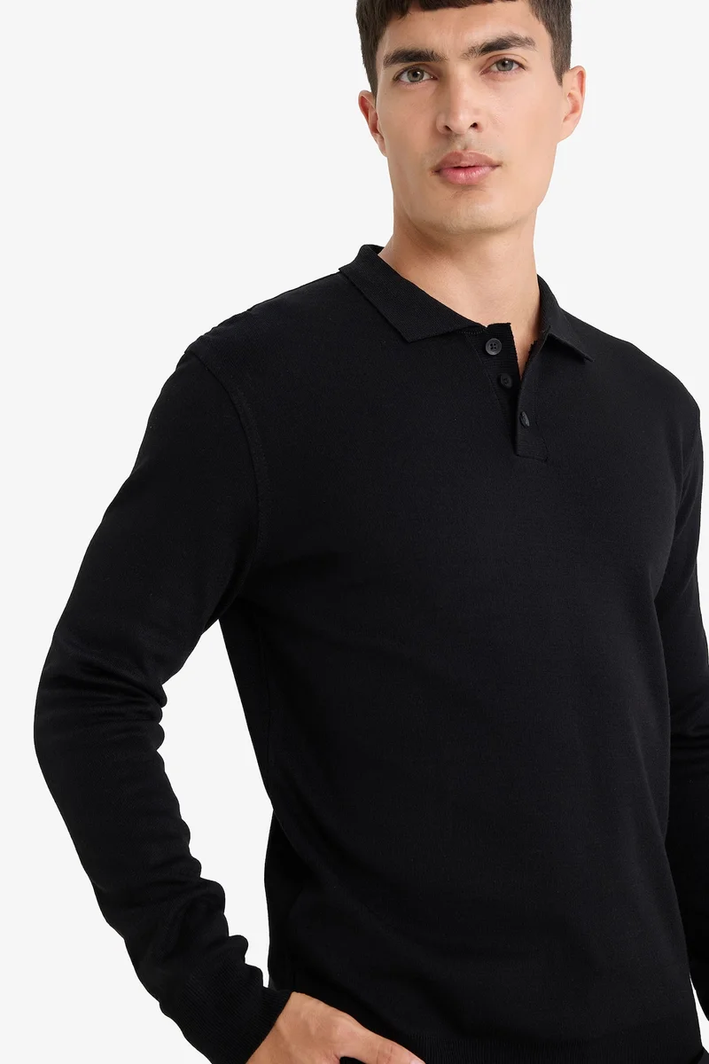 ديفاكتو Standard Fit Polo Collar Knitwear Pullover