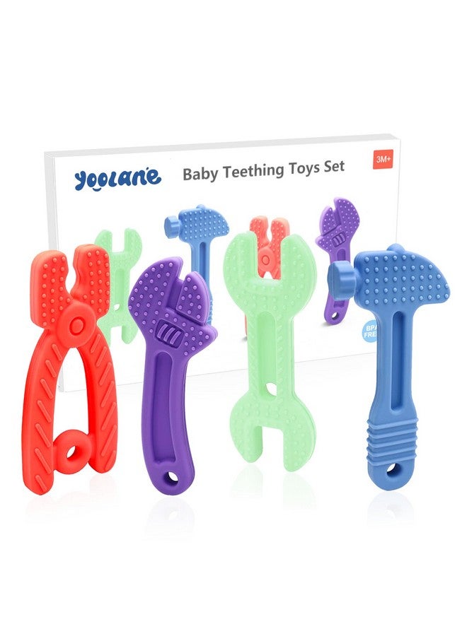 Yoolane® Baby Teether [Original] Silicone Teehing Toys for Babies - Tools Set Teething Relief Chew Toy BPA Free | Stuff & Essential & Gift for Toddler Infant Boy Girl 3+ Months | 4 Pieces - Image 1