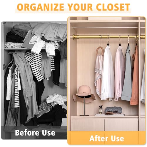 FOTRIC Closet Rods For Hanging Clothes, 17-28 Inch Adjustable Closet Rod, Stainless Steel Heavy Duty Closet Hanging Rod-Gold - Image 2