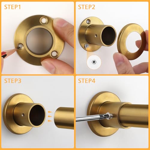FOTRIC Closet Rods For Hanging Clothes, 17-28 Inch Adjustable Closet Rod, Stainless Steel Heavy Duty Closet Hanging Rod-Gold - Image 5