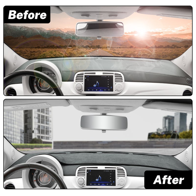 LHD RHD For Fiat 500 2008-2023 Abarth 595 2012-2017 2018 2019 2020 2021 2022 2023 Flannel Dashmat Car Sunshade Mat Carpet Pad - Image 3