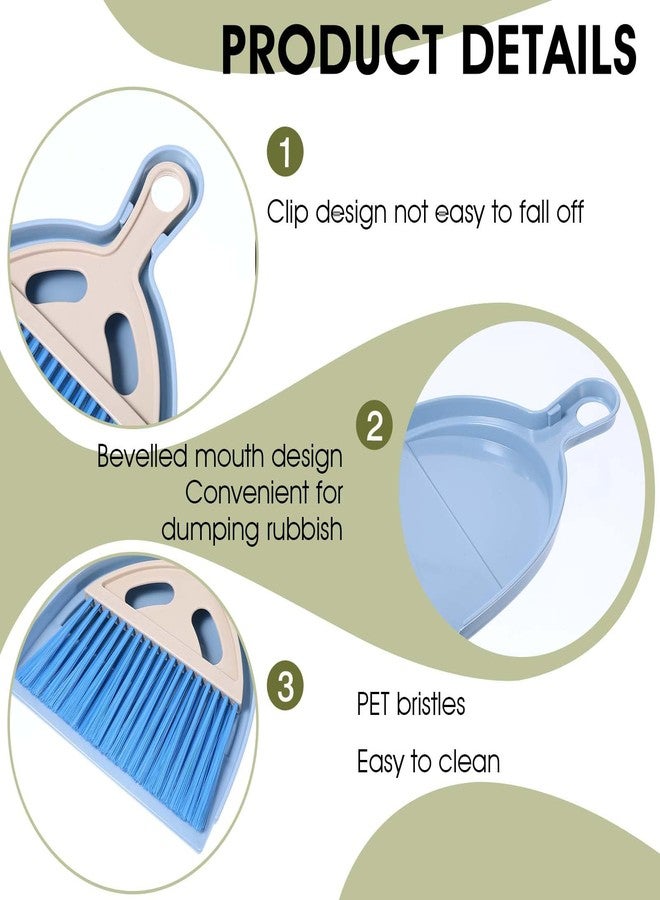AojSup 9 Pack Mini Dust Pan and Brush Set, Small Hand Broom and Dustpan Set with Handle - 3 Colors Plastic Cleaning Tools for Desk, Table, Keyboard, Car, Pet Food Crumbs - Image 3