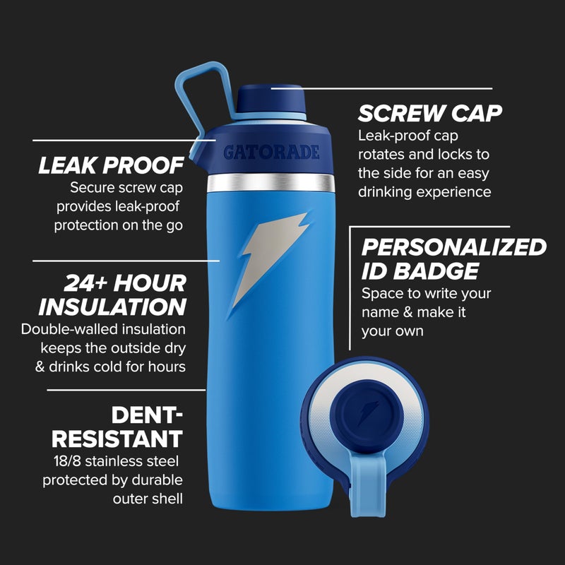 Gatorade  'Overtime ' 22oz Stainless Steel Water Bottle  Twist Cap  Royal Blue/Navy - Image 2