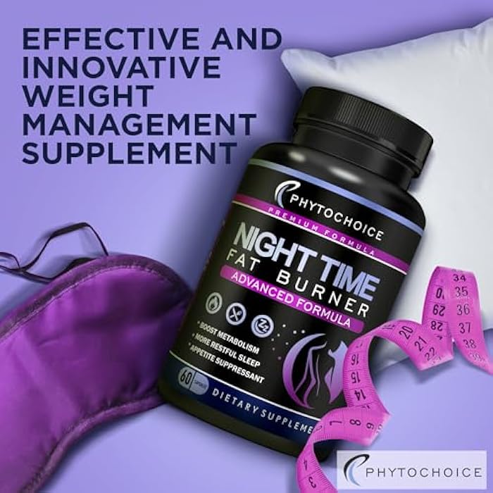PhytoChoice Night Time Fat Burner - Weight Loss Diet Pills with Magnesium Melatonin CLA L-Carnitine that Work at Night, Appetite Suppressant, Carb Blocker, Nighttime Metabolism Booster for Women and Men 60 Caps. - Image 2