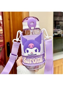 Sanrio Sanrio Kuromi Kids Water Bottle with Strap, Purple Character Design, Portable Drinks Container  - Image 2