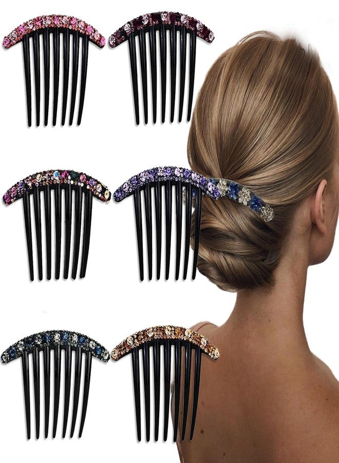 BASEMMAHER Rhinestone Flower Hair Accessories: Decorative Crystal Floral Combs, Hairpins for Women & Girls - Bridal, Prom, Vintage Styling - 6 Pcs - Image 1