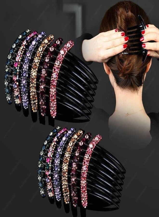 BASEMMAHER Rhinestone Flower Hair Accessories: Decorative Crystal Floral Combs, Hairpins for Women & Girls - Bridal, Prom, Vintage Styling - 6 Pcs - Image 2