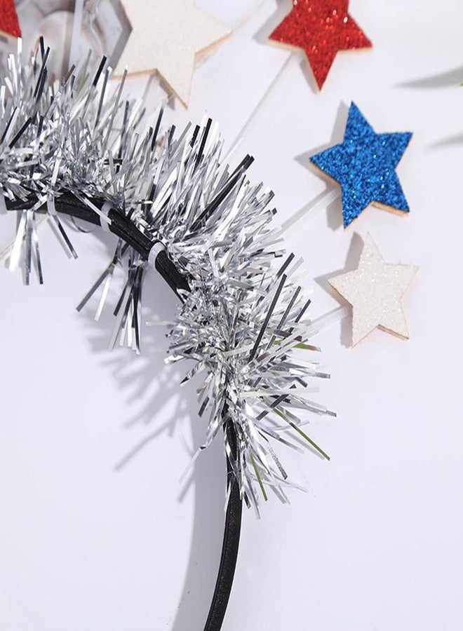 CBLUO 2 Pcs 4th Of July Patriotic Headband Red Blue White American Flag Star Head Boppers Headpiece Women Independence Day Hair Hoops Bands Hairband Festival Cosplay Dress Up Birthday Party Supplies - Image 4