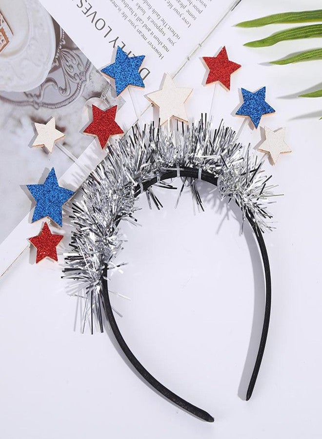 CBLUO 2 Pcs 4th Of July Patriotic Headband Red Blue White American Flag Star Head Boppers Headpiece Women Independence Day Hair Hoops Bands Hairband Festival Cosplay Dress Up Birthday Party Supplies - Image 3