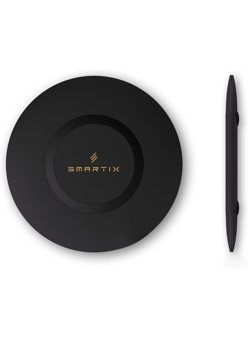 Smartix Wireless Charger, 15W Qi Certified Fast Wireless Charging Pad Compatible with i-Phone 15/14/13/12/11/X, Samsung Series, LG, AirPods, Buds Pro & Other Brands - Black - Image 2