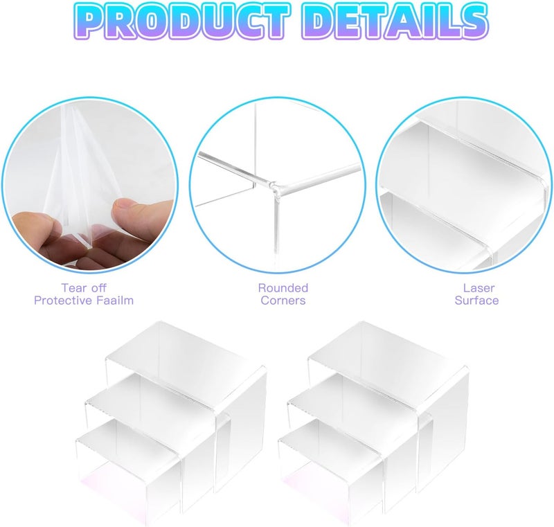 TPGP AUFIKR 2 Sets Clear Acrylic Display Risers for Jewelry, Figures, Buffets and Cupcakes - Image 5