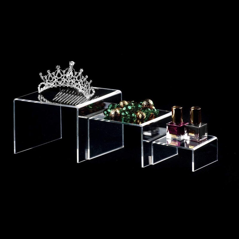 TPGP AUFIKR 2 Sets Clear Acrylic Display Risers for Jewelry, Figures, Buffets and Cupcakes - Image 3
