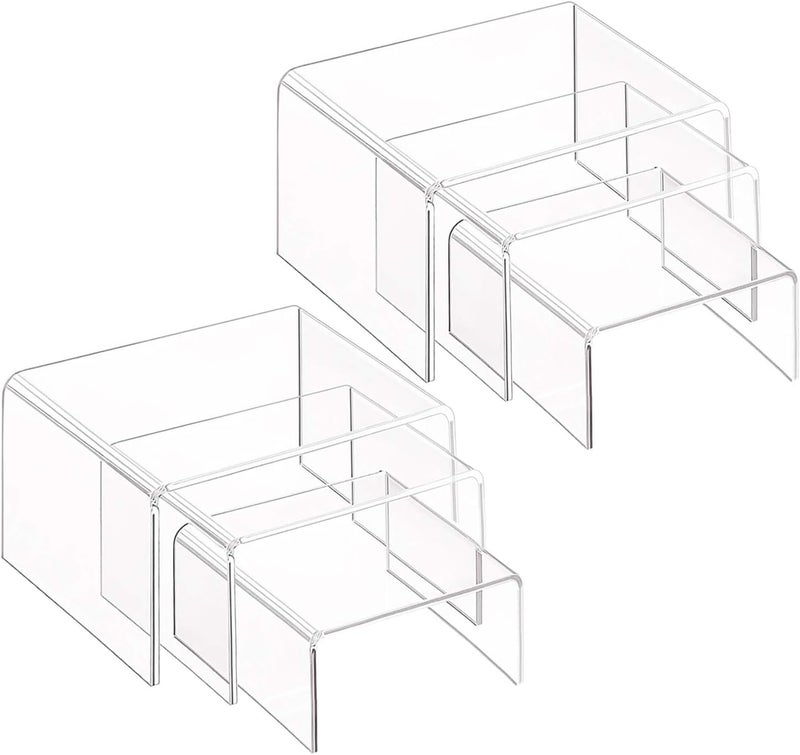 TPGP AUFIKR 2 Sets Clear Acrylic Display Risers for Jewelry, Figures, Buffets and Cupcakes - Image 1