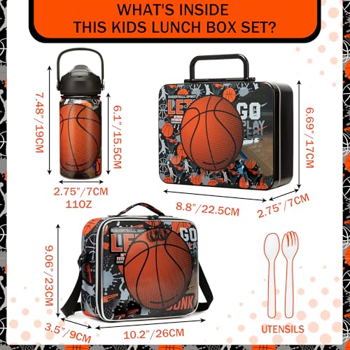 Oruiji Bento Box for Kids with Lunch Bag Boys Lunch Boxes for School with Ice Pack,Stainless Steel Water Bottle Set Utensils Set Food Container for School Boys Kids - Image 2
