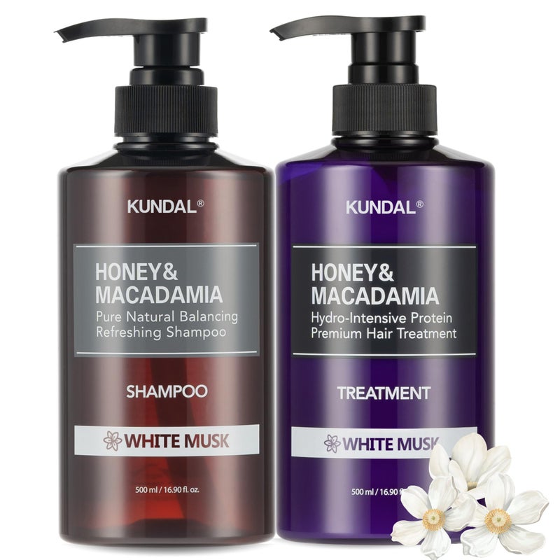 KUNDAL Natural Shampoo and Conditioner Set White Musk  Korean Hair Care Long Lasting Fragrance Moisturize Nourish Frizz Control Argan  Macadamia Oil SulfateFree 169fl oz Pack of 2