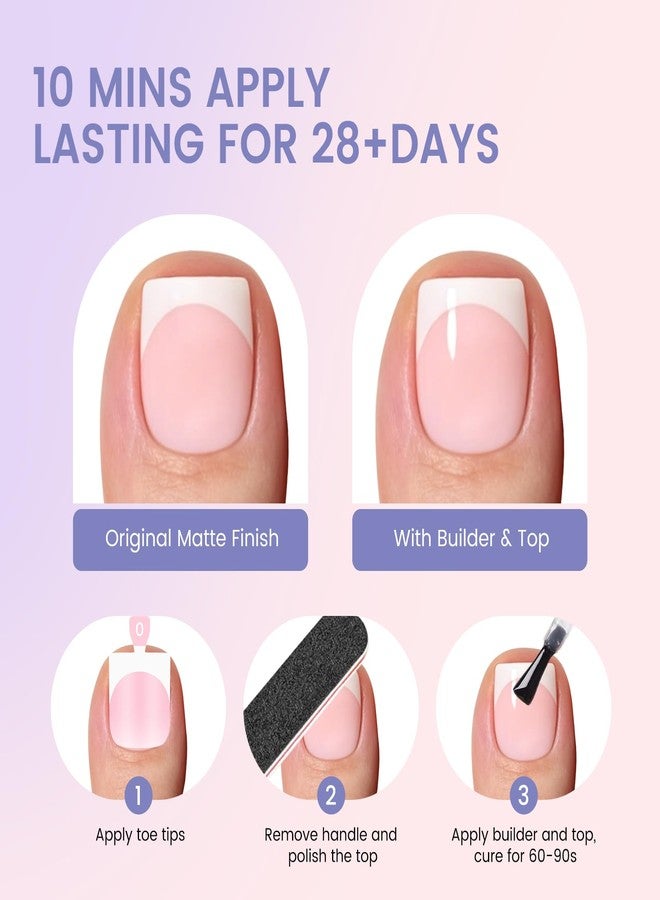 Wilfniee Press on Toenails French Tip: 150PCS Pink Square Toe Nail Press Ons- Pre-Designed Soft Gel Thick French Fake Toe Nails for Women Home DIY, 15 Sizes - Image 5