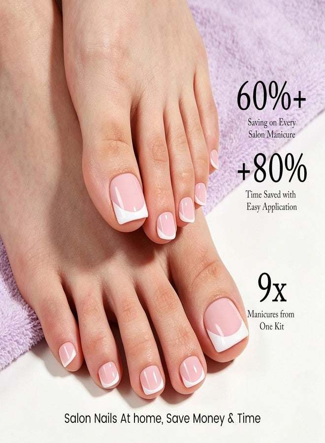 Wilfniee Press on Toenails French Tip: 150PCS Pink Square Toe Nail Press Ons- Pre-Designed Soft Gel Thick French Fake Toe Nails for Women Home DIY, 15 Sizes - Image 4