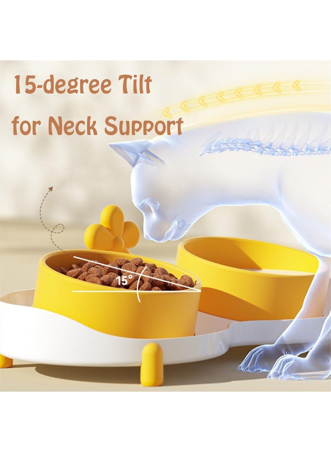 Neostyle Ceramic Cat Bowl for Food and Water,Tilted Feeding Bowl with Scraper, Relieve Fatigue Anti Vomit Non-Slip Pet Raised Bowl (Green Cactus) - Image 3