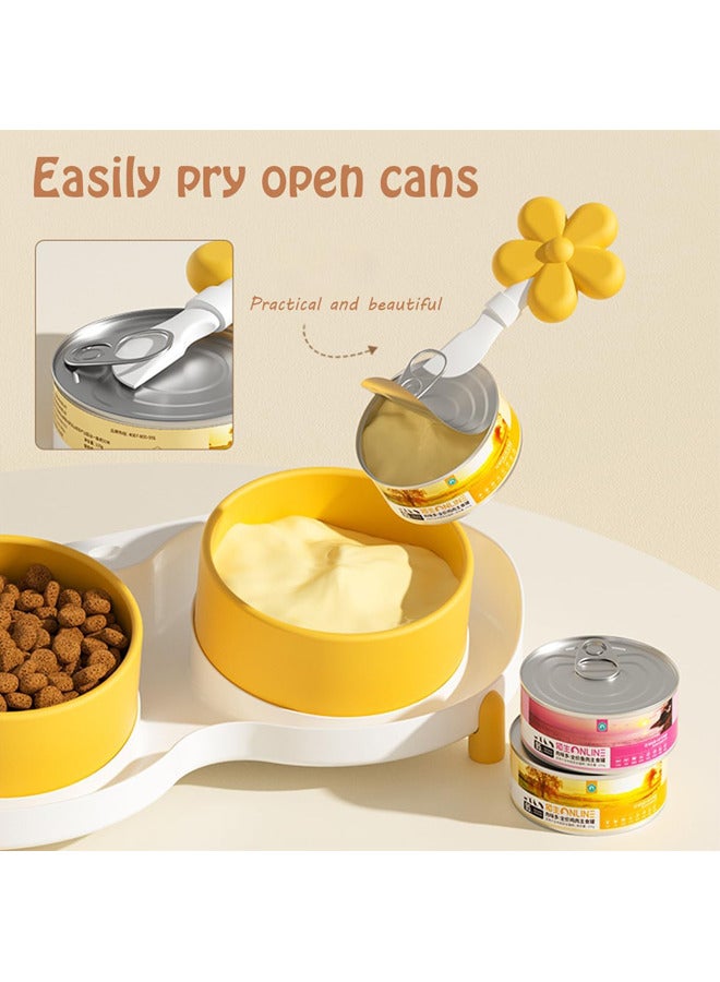 Neostyle Ceramic Cat Bowl for Food and Water,Tilted Feeding Bowl with Scraper, Relieve Fatigue Anti Vomit Non-Slip Pet Raised Bowl (Green Cactus) - Image 4