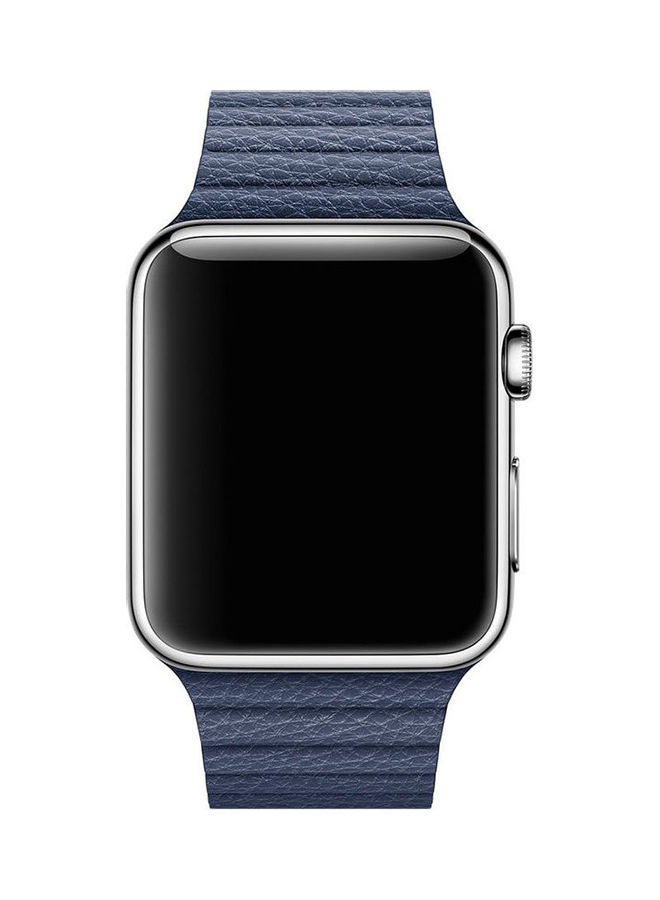 NIBEMINENT Leather Loop Band For Apple Smart Watch With Magnet Dark Blue  - Image 1