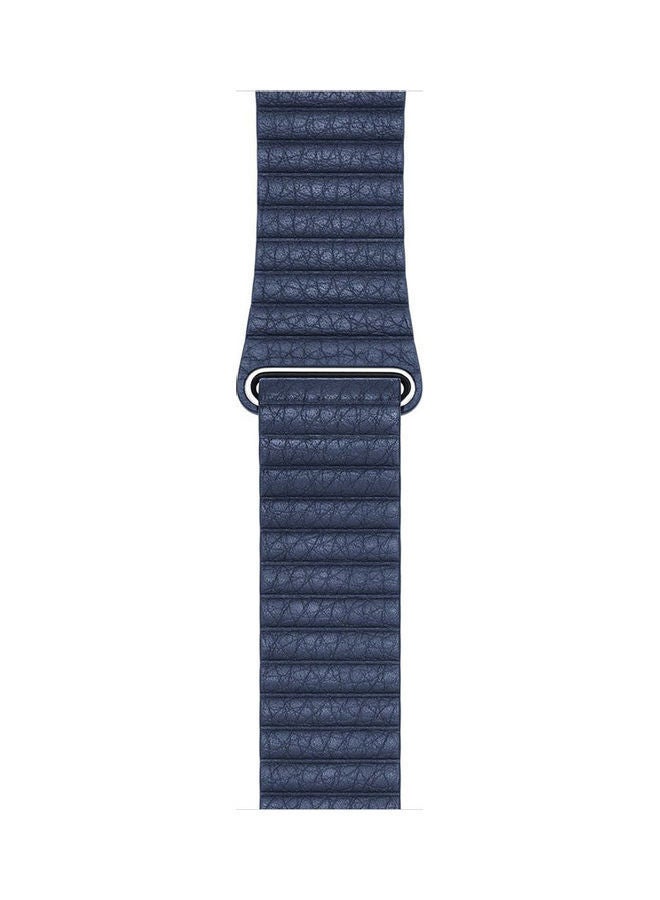 NIBEMINENT Leather Loop Band For Apple Smart Watch With Magnet Dark Blue  - Image 5