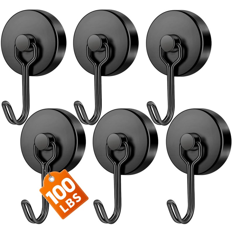FINDMAG 100lbs Magnetic Hooks Heavy Duty Extra Strong Magnetic Hooks for Cruise Cabins Large Magnet Hooks for Refrigerator Magnetic Hanger for Garage Kitchen Garden Locker Accessories 6 Pack - Image 2