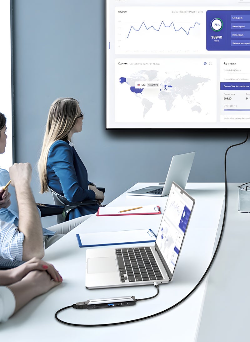 LDNIO 6-in-1 USB-C Hub Adapter with 4K HDMI, PD 100W Fast Charging, USB 3.0, USB 2.0, SD & TF Card Reader - Image 4