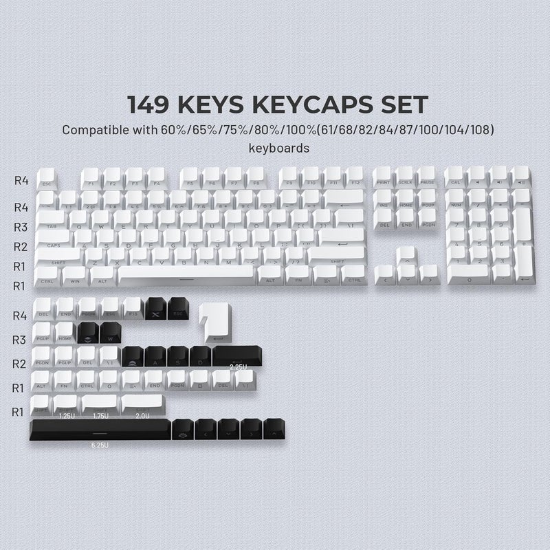 SDYZ XVX White Keycaps - Side Print PBT Keycap Set, Double Shot Shine Through Custom Keycaps, PBT Keycaps Cherry Profile 132 Keys, Minimalist Style Phantom Keyboard Keycap for Mechanical Keyboards - Image 5