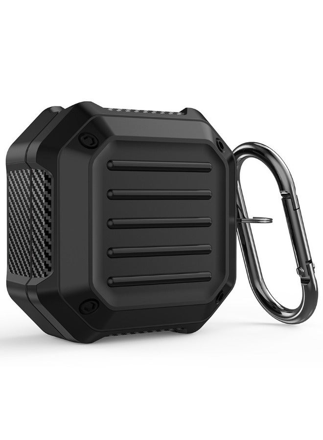 Samsung Galaxy Buds2 Pro/ Buds 2/ Buds Pro/ Buds Live Case, Carbon Fiber Cover, Shock Absorbing Protective Case with Carabiner for Samsung Galaxy Wireless Earphone(Black) - Image 2