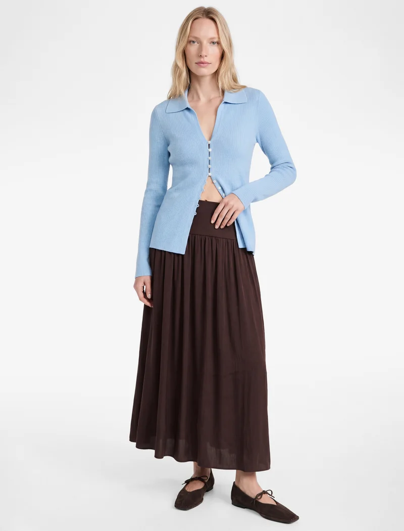 كوتون Flared Midi Skirt