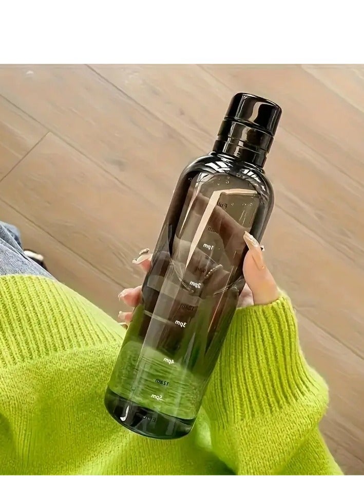 زجاجة ماء  بمقياس زمني مع غطاء - زجاجة ماء شفافة - زجاجة مياه عصرية - زجاجة أنيقة - زجاجة محمولة - Image 2