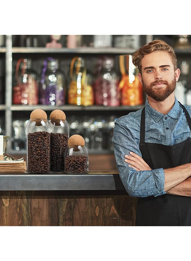 كومساف وعاء تخزين زجاجي سعة 34 أونصة مع كرة من الفلين، وعاء تخزين قهوة، 3 قطع من وعاء ملح الاستحمام، زجاج بأغطية من الفلين، ديكور للحلوى والشاي وحامل أعواد قطنية لصيدلية الحمام - Image 5