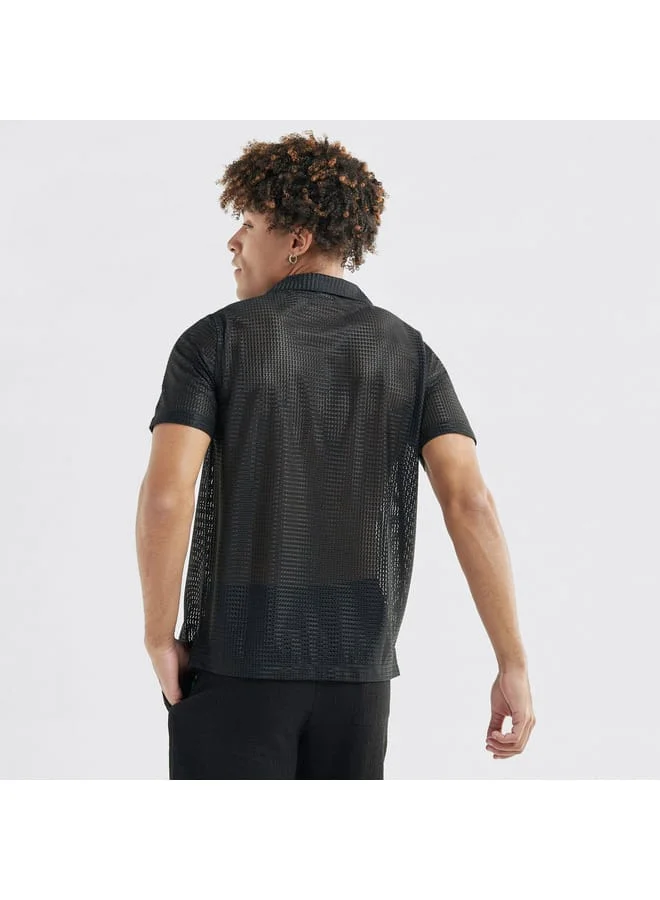 Splash FAV Textured Shirt with Short Sleeves